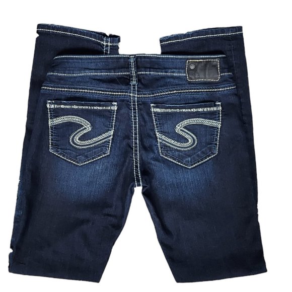 SILVER JEANS BERKLEY STRAIGHT LEG DARK WASH JEANS (29W/32L) - Picture 8 of 14